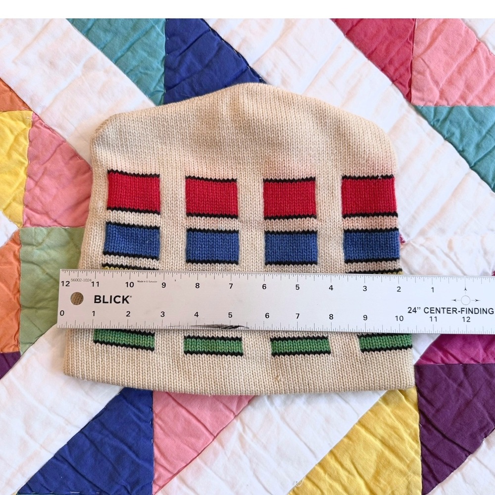 Vintage 70s Color block Beanie Hat - Picture 2 of 7